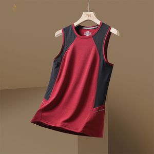 Regata Masculina Colete Manga Curta Colete Masculino Para Verão Retalhos Preto Vermelho Camiseta GINÁSTICA Regata Camisetas Roupas da Moda Tamanho Grande 3XL O PESCOÇO 230715