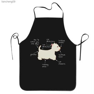 Unissex Westie Dog Anatomy Kitchen Chef Cooking Baking Apron Men Women West Highland White Terrier Tablier Cuisine for Painting L230620