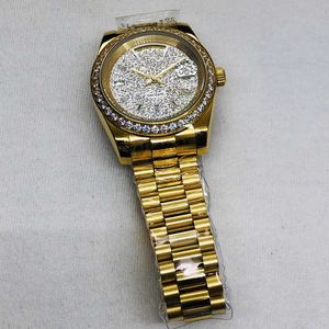 R OLAX WARTORA ZWEDNIK OD TOP MARDS Automatyczne mechaniczne zegarek Rodzina Family Full Gold and Stone Watch With Dift Box C4QB