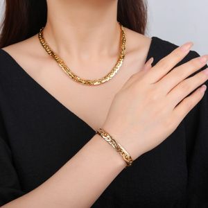 Wedding Jewelry Sets Selead Design Gold Plated Copper Flat Snake Chain Braided Necklace and Bracelet DIY Making Supplies Crafts 230427