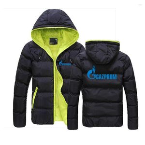 Moletons masculinos Rússia Gazprom 2023 alta qualidade inverno parka casual zíper moletom com capuz jaqueta acolchoada de algodão casaco corta vento agasalhos