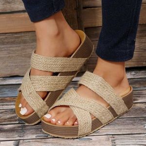 Slippers Platform Sandals For Women Casual Open Toe Sandals Roman Wedges Womens Slippers with Backs Rubber Sole Slippers for Women L230717