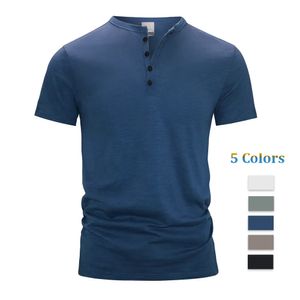 Herren T-Shirts Kurzarm T-Shirt Henley Kragen Sommer Casual Einfarbig T-Shirt für Männer Polo Hochwertige T-Shirts 230717