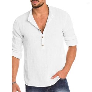 Men's Casual Shirts Button-up Shirt Stylish Fall Soft Comfortable Stand Collar Long Sleeves Loose Fit Mid-length Top For A Simple