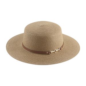 Hattar strandhattar för kvinnor halm hatt sommar platt topp khaki beige vita mössor för män hink hatt man hatt kvinnor