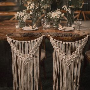 Tapestries 1 Pair Macrame Wedding Chair Back Tapestry Decor Hand-woven Lawn Outdoor Haing Mini For