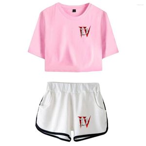 Herrspårar D iablo IV Battle Game Midriff-Baring Monterade Crop Set Tryckt kort Tshirt Gym Streetwear Pants Women Hawaii