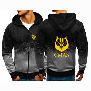 Herren Hoodies Scuba Diving CMAS Bedruckt Frühling Herbst Herren Solide Baumwolle Reißverschluss Jacken Sweatshirts Lässige Farbverlaufsmäntel