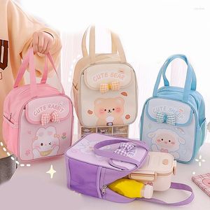 Borse portaoggetti Kawaii Lunch Bag Women Cute Bear Picnic Travel Thermal Breakfast Box Girls School Child Convenient Tote Food