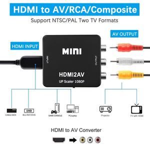 Projetores Wiistar 1080P Mini para RCA AV Composite Adapter Converter 2AV Box Support NTSC PAL Output para TV DVD 230715