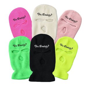 Fashion Face Masks Neck Gaiter Yes Daddy Letter Embroidery Solid Color Balaclava Ski Mask Keep Warm Autumn Winter Hip Hop Men Beanie Hat Skull Cap 230717
