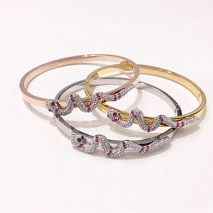 Fashion Accessories Exquisite Inlaid White Purple Diamond Snake Shape Titanium Steel Bracelet