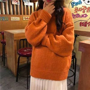 Damskie swetry damskie topy jesienne zima moda stała kolor o szyja pullover dzianinowy sweter długi rękaw swobodę swobodną odzież 66HP