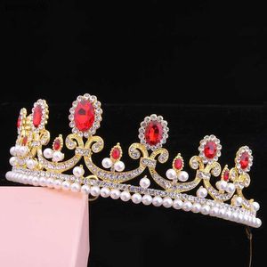 Forseven Luxury Rhinestone Pearl Bride Crowns Tiaras Headband Queen Princess Diadem Wedding Bridal Headdress Hair Ornaments L230704
