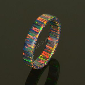 Bröllopsringar Fashion Man OP32 Black Fire Opal Round Circle Synthetic Opal Ring 230717