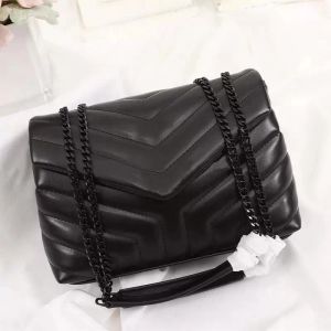 Le migliori borse di moda di lusso LOULOU Designer da donna Borsa a tracolla a catena di grande capacità in pelle nera Borse a tracolla trapuntate Borsa Shopping Portafogli