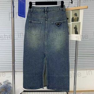 Etekler tasarımcı yaz boyu etek kadın moda denim şık harfler bölünmüş pantolonlar klasik desen bir çizgi kadın pantolon kıyafetleri z2dk