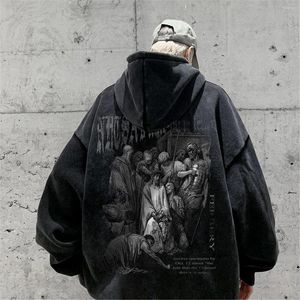 Erkek Hoodies Siyah Gotik Şeytan Baskı Hoodie Erkek Külkü Mavi Hip Hop Mouse Sokak Giyim Sonbahar Sweatshirt Punk Coat Kış IN KPOP