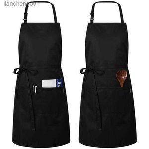 2st justerbart kök förkläde vattentätt oljesäker matlagning professionell kock för kvinnor män (svart/vit) L230620