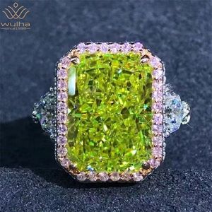 Pierścienie ślubne Wuiha luksus 100% 925 STRING SREBRE 3EX 6CT VVS Apple Green Created Wedding Engagement Pierścień Dostosowany biżuteria 230715