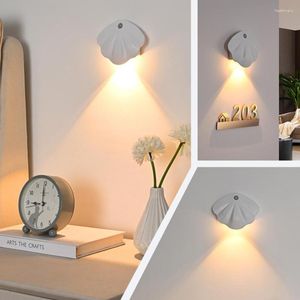 Night Lights LED Shell Motion Sensor USB Rechargeable Magnetic Base Wall Portable Dimming Lamp Cabinet Home Bedroom