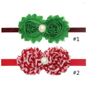 Accessori per capelli 5 pezzi / lotto 11,5 6,5 cm Natale Shabby Fiori in chiffon Perla con fascia elastica Abbigliamento