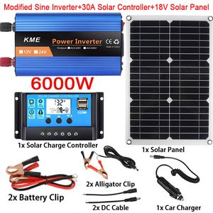 Other Electronics 12V to 220V Solar Panel System 18V 20W Solar Panel30A Charge Controller6000W Modified Sine Wave Inverter Power Generation Kit 230715