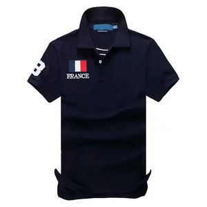 2024#Förenta staternas flagg Polos Lapel T-shirt Men's Big Horse Logo Short Sleeve Poloo Shirt Bomull Stor mäns t