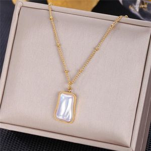 Pendant Necklaces 316L Stainless Steel Baroque Illusion Pearl Spacing Round Bead Chain Necklace Trending Goth Jewelry Women