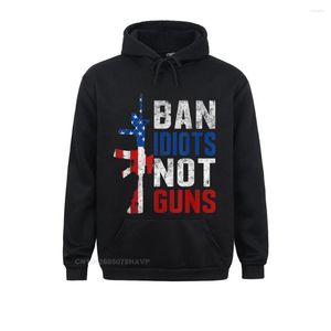 Men's Hoodies Pro Second Amendment Gun Rights Ban Idiots Not Guns Hoodie High Quality Men's Sweatshirts Long Sleeve Clothes
