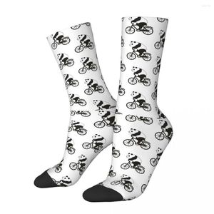 Herrstrumpor Funny Crazy Sock for Men Panda Hip Hop Harajuku Bike Biker Cycle Bicycle Racing Mönster Tryckt pojkar besättning Sömlös gåva