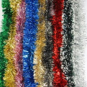 Decorative Flowers 5M Foil Tinsel Ribbon Garland For Christmas Decoration Xmas Tree Wrapping Ornaments Year Decor Supplies