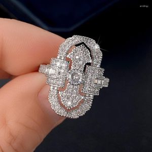 Wedding Rings Huitan Creative Design Geometric Shaped Cubic Zirconia Women Modern Fashion Engagement Accessory Jewelry Wholesale