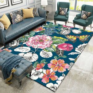 Carpets Psychedelic Pink Rose Flower Butterfly Pattern Carpet Living Room Coffee Table Carpet Home Decoration Children's Corridor Carpet R230717