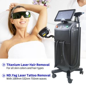 Håranalysatormaskin med 808nm 755nm 1064nm Skönhetsutrustning och Qswitch NDYAG Laser Machine för ögonlinjen Clean Tattoo Borttagning Pigmentering Permanent resultat