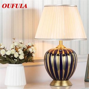 Table Lamps OULALA Copper Ceramic Desk Luxury Modern Fabric For Foyer Living Room Office Creative Bed El