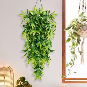 Декоративные цветы искусственные висящие растения стена зеленое украшение поддельные ротантные бамбуковые листья растения бегония