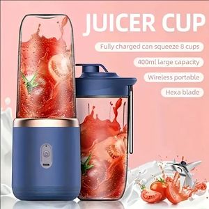 6 Lâminas USB Portable Juicer Maker, Juicer Fruit Juice Cup Automatic Small Electric Juicer Smoothie Blender Ice CrushCup Food Processor