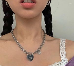 Pendanthalsband Hip Hop Fashion Personlighet Halsband för kvinnor Silver Color Chunky Thick Heart Choker Chain Party Jewelry LN039