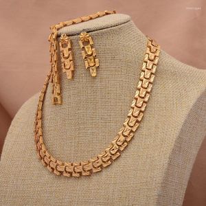 Necklace Earrings Set Gold Color Jewerly Sets For Women Men Wedding Muslim Islamic Jewelry Old Islam Girls