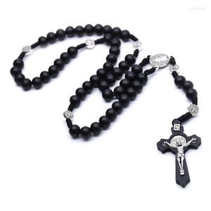 Pendant Necklaces Wooden Religious Jesus For Cross Necklace Christian Charm Gifts Cros