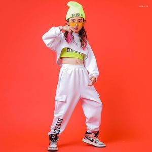 Sahne Giyim Kid Hip Hop Giyim Mock Boyun Mahsul Üst Uzun Kollu Sweatshirt Jogger Ter Pantolon Kız Caz Dans Kostüm Kıyafetleri Sokak Giyim