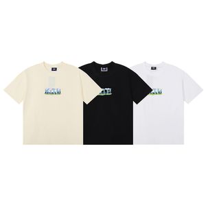 KITH azul céu floresta impressão de alta qualidade fio duplo verão casual algodão manga curta T-shirt para homens e mulheres