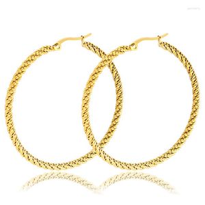 Creolen AsJerlya 2023 Trendy Hip-Hop Big 316L Edelstahl Schmuck Einfacher Stil 3 mm Durchmesser Runde Frauen Geschenk