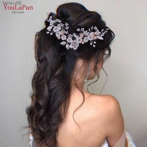 Topqueen HP37 Bridal Combs Flower Hairpin Wedding Headwear Women Hair Accessories Bride Headdress Partess Side Heaer Clip L230704