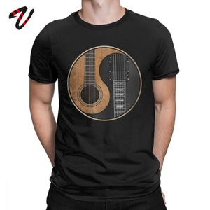Yin Yang Acoustic Electric Guitar T-Shirts Tai Chi Chinese Taiji Men T Shirts Awesome Rock Music Tee Shirt DJ Party Clothing
