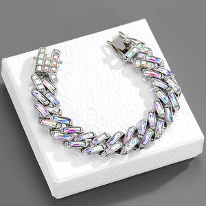 Armreif Iced Out Bling geöffnetes quadratisches Zirkon-Charm-Armband Gold Silber Farbe Baguette AAA CZ für Männer Frauen Hiphop-Schmuck 230427