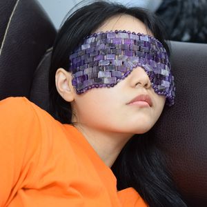 Sleep Masks Rose Quartz Eye Mask Real Natural Amethyst Blindfold Therapy Jade Stone Germanium Shade Cool Relax Health Care Beauty Tool p230715