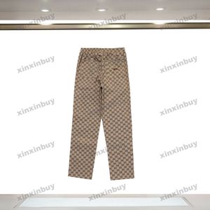 Xinxinbuy Men Men Projektant Pant Double List Jacquard Jacquard Dżinsy jeansy jeansowe
