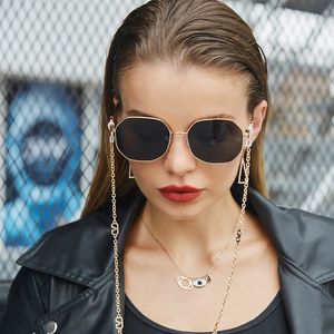 Sonnenbrille Männer Frauen Punk Sonnenbrille Marke Designer Retro Legierung Polygon Luxus Shades mit EINEM Kette Lanyard 230717